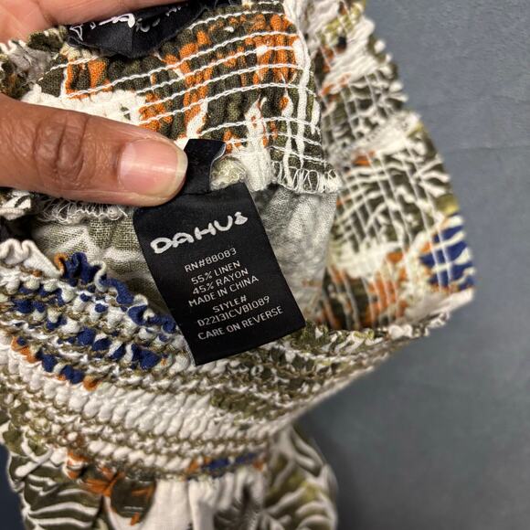 Dahui Hawaii Women's Linen Pants Yoga Wide Leg Smock Waist Comfy Beachy Damask - Picture 14 of 15